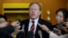 FILE - In this April 7, 2014, photo, U.S. special envoy for North Korean human rights issues Robert King answers reporters' questions at the Foreign Ministry in Seoul, South Korea.