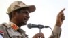 Mohamed Hamdan Dagalo, deputy head of Sudan's ruling Transitional Military Council (TMC) and commander of the Rapid Support Forces (RSF) paramilitaries, gives a speech in the village of Qarri, about 90 kilometres north of Khartoum, June 15, 2019. 