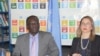 U.N. Special Rapporteur Clement Voule, left, addresses reporters in Harare, Sept. 27, 2019. (C. Mavhunga/VOA)
