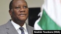 Le président Alassane Ouattara à Abidjan en mai 2018. (VOA/Ibrahim Tounkara) 