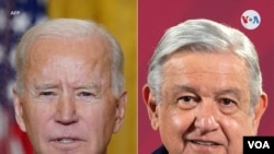 Composición de imágenes del presidente de Estados Unidos Joe Biden, izquierda y el presidente de México, Manuel López Obrador, derecha.