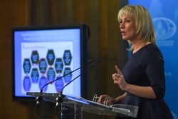FILE - Russian Foreign Ministry spokeswoman Maria Zakharova speaks to the media in Moscow, March 29, 2018.