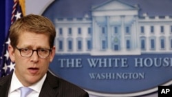 U.S. White House Press Secretary Jay Carney in the briefing room in Washington, January 18, 2012.