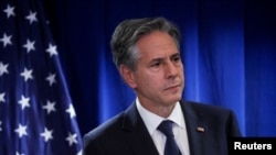 ARCHIVO - El secretario de Estado de EEUU, Antony Blinken, durante una rueda de prensa en la embajada de EEUU en Beijing, en junio de 2023.