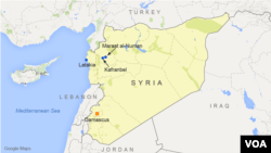 Letak wilayah Maarat al-Numan, Kafranbel, dan Latakia di Suriah.