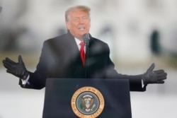El expresidente de EE. UU., Donald Trump, en el discurso del 6 de enero tras el que decenas de manifestantes asaltaron el Capitolio.