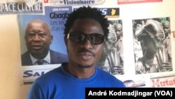 L' activiste Djasrabé Kimassoum Ilmian, alias Ray's Kim, rappeur slameur à N'Djamena, au Tchad, le 10 février 2022. (VOA/André Kodmadjingar).