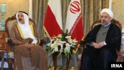 دیدار حسن روحانی رئیس جمهوری ایران (راست) و امیر کویت در تهران - ۱۱ خرداد ۱۳۹۳ 