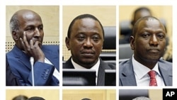 Suspects: Top from left, Mohammed Hussein Ali, Uhuru Muigai Kenyatta, William Samoei Ruto; Henry Kiprono Kosgey, Joshua Arap Sang, Francis Kirimi Muthaura (undated file image).