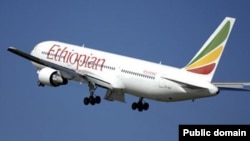 FILE - An Ethiopian Airlines plane in flight.
