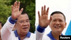 រូបឯកសារ៖ រូបផ្គុំ លោកនាយករដ្ឋមន្រ្តី ហ៊ុន សែន និងកូនប្រុសគឺលោក ហ៊ុន ម៉ាណែត។