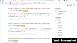 海南省爭議文件下落之一（網絡截屏）