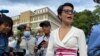Cambodian American advocate Seng Theary arrives at the Phnom Penh Municipal Court on November 26, 2020. (Aun Chhengpor/VOA Khmer)