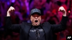 FILE - Elon Musk speaks before Republican presidential nominee former President Donald Trump at a campaign rally at Madison Square Garden, Oct. 27, 2024, in New York.