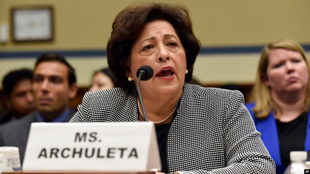 Katherine Archuleta, director of the Office of Personnel Management, testifies on Capitol Hill in Washington on recent cyber attacks, June 24, 2015.