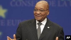 Le président Jacob Zuma au Conseil de l'Europe, à Bruxelles, le 28 mai