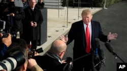 FILE - President Donald Trump speaks to reporters on the South Lawn of the White House in Washington, Nov. 29, 2018.