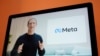 Tampak dalam layar, CEO Facebook Mark Zuckerberg mengumumkan nama baru dari perusahaannnya, Meta, sebuah acara virtual pada 28 Oktober 2021. (AP/Eric Risberg)