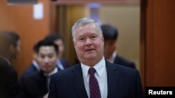 美國特使比根在首爾的韓國外交部內。 （2019年12月16日）
