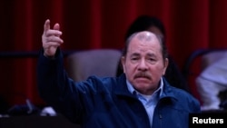 El presidente de Nicaragua, Daniel Ortega, pronuncia un discurso durante una sesión extraordinaria de la Asamblea Nacional del Poder Popular de Cuba, en el Palacio de Convenciones de La Habana, el 14 de diciembre de 2022.