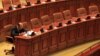 Romania's President Traian Basescu sits inside the Parliament before the vote on his suspension, Bucharest July 6, 2012.