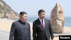 中国国家主席习近平5月7日到5月8日和朝鲜领导人金正恩在中国辽宁大连举行会晤。(2018年5月8日)
