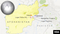 Peta Provinsi Logar dan Nangarhar, Afghanistan