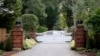 The gate is closed at the entrance to a house owned by philanthropist George Soros in Katonah, N.Y., a suburb of New York City, Oct. 23, 2018.