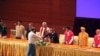 အောက်တိုဘာလက ကျင်းပတဲ့ အပစ်အခတ်ရပ်စဲရေး သဘောတူလက်မှတ်ရေးထိုးပွဲ သမ္မတဦးသိန်းစိန်တက်ရောက်နေစဉ်