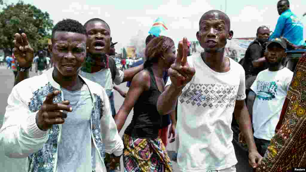 Des manifestants de l'opposition congolaise à Kinshasa, le 19 septembre 2016.