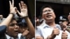 Les journalistes Kyaw Soe Oo et Wa Lone, après leur condamnation par un tribunal de prison à Yangon, le 23 avril 2019. (Photo de Ye Aung THU / AFP)