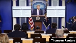 El presidente Donald Trump durante la rueda de prensa celebrada en la Casa Blanca el miércoles, 4 de agosto de 2020.