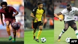Sadio Mané, à droite, Mohamed, à gauche et Pierre-Emerick Aubameyang (Image de courtoisie)