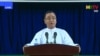 နေပြည်တော်မှာ ပြုလုပ်ခဲ့တဲ့ သတင်းစာရှင်းလင်းပွဲအတွင်း တွေ့ရတဲ့ ဗိုလ်မှူးချုပ် ဇော်မင်းထွန်း။ (ဓာတ်ပုံ - MRTV via AFPTV - မတ် ၂၃၊ ၂၀၂၁)