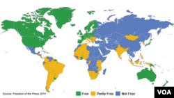 Laporan Peta Kebebasan Pers 2014 yang dirilis Freedom House, Kamis (1/5).
