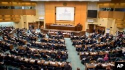 Delegates gather for the opening of The Third International Conference on Financing for Development, held in Addis Ababa, Ethiopia, July 13, 2015. 
