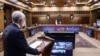  Una imagen proporcionada por la oficina presidencial iraní el 10 de abril de 2021 muestra al jefe de la Organización de Energía Atómica de Irán (AEIO), Ali Akbar Salehi, hablando en el Día Nacional de la Tecnología Nuclear de Irán, en la capital, Teherán