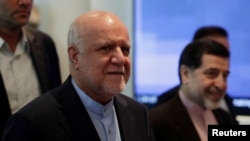 FILE - Iran's Oil Minister Bijan Zanganeh arrives for an OPEC meeting in Vienna, Austria, June 22, 2018. 
