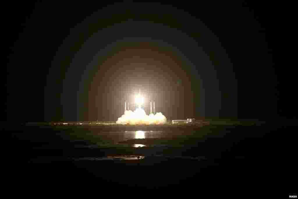 A Falcon 9 rocket lifts off from Space Complex 40, carrying a Dragon capsule to orbit, Cape Canaveral, Florida, October 7, 2012. (NASA/Gianni Woods)
