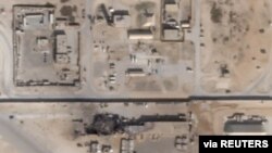 What appears to be new damage at al-Asad Airbase in Iraq is seen in a satellite picture taken Jan. 8, 2020.