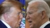 ARCHIVO - Esta combinación de imágenes creada el 6 de marzo de 2024 muestra al aspirante presidencial republicano, Donald Trump en Concord, New Hampshire, el 19 de enero de 2024; y al presidente estadounidense Joe Biden en Culver City, California, el 21 febrero de 2024.