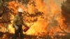 This Aug. 30, 2013, image provided by the U.S. Forest Service shows a member of the BLM Silver State Hotshot crew using a drip torch to set back fires on the southern flank of the Rim Fire in California.