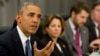U.S. President Barack Obama speaks during his meeting with French President Francois Hollande at the Nuclear Security Summit in Washington, March 31, 2016.