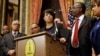 Baltimore Mayor Stephanie Rawlings-Blake speaks in front of local faith leaders at a news conference regarding the death of Freddie Gray, in Baltimore, Maryland, April 24, 2015.