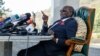 L'ancien président du Zimbabwe, Robert Mugabe, lors d'une conférence de presse tenue dans sa résidence "Blue Roof", à Harare, le 29 juillet 2018.