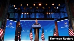 El presidente electo Joe Biden en una conferencia de prensa en la sede de transición en Wilmington, Delaware. Foto: Reuters.