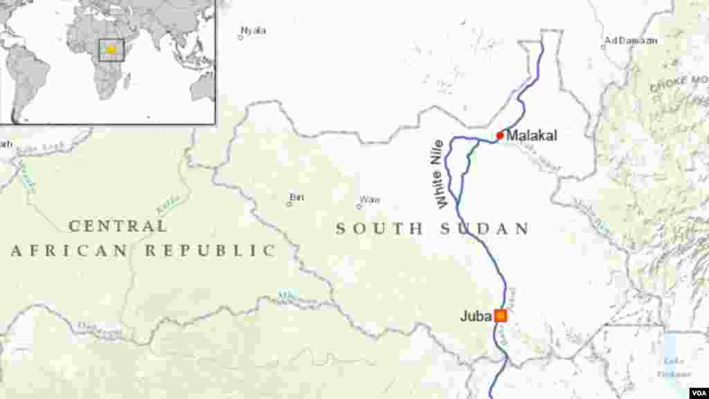 The city of Malakal sits on the bank of the White Nile River, South Sudan.