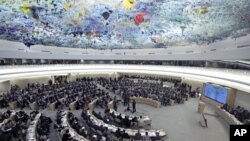 Overview of the U.N. Human Rights Council during the emergency debate on human rights and humanitarian situation in Syria, at the United Nations in Geneva, February 28, 2012