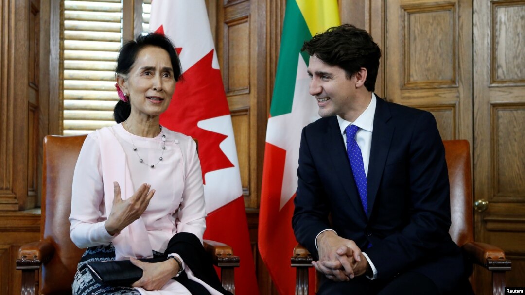 ကနေဒါ ဝန်ကြီးချုပ် Justin Trudeau နဲ့ အတိုင်ပင်ခံ ပုဂ္ဂိုလ် ဒေါ်အောင်ဆန်းစုကြည်တို့ တွေ့ဆုံဆွေးနွေး။ 