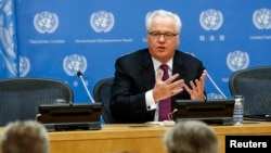 Duta Besar Rusia di PBB Vitaly Churkin di Markas Besar PBB di New York.